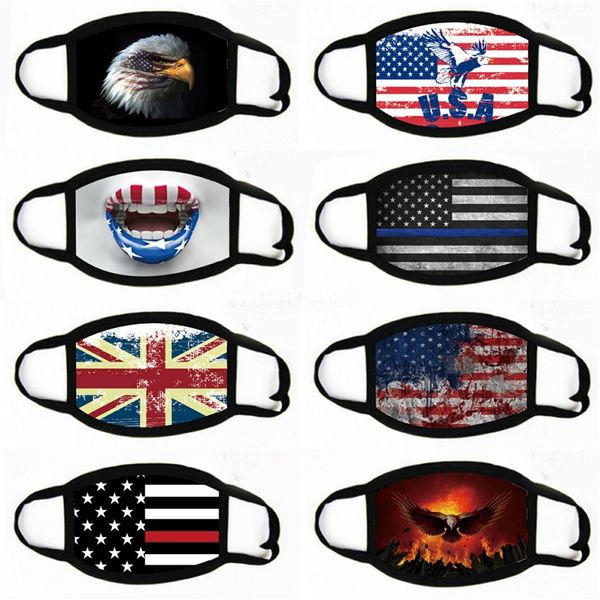 

американский флаг маска 2020 американской печать пыл мода ice шелкового mouth обложка ткань моющаяся дизайнерские маски # 783, Black