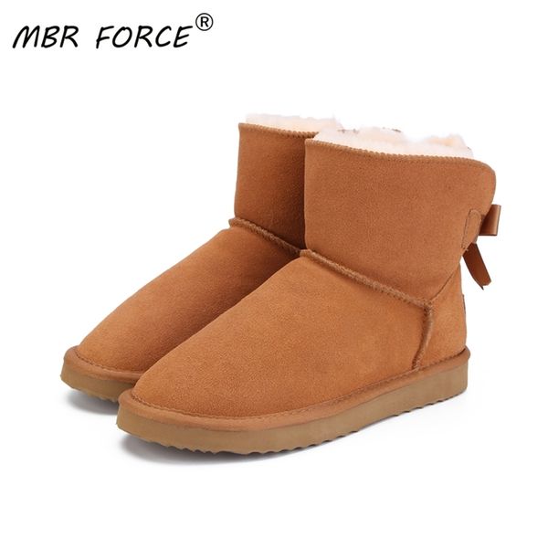 

mbr force fashionable warm snow winter genuine cowhide leather women ankle boots fur shoes size 34-44 200916, Black