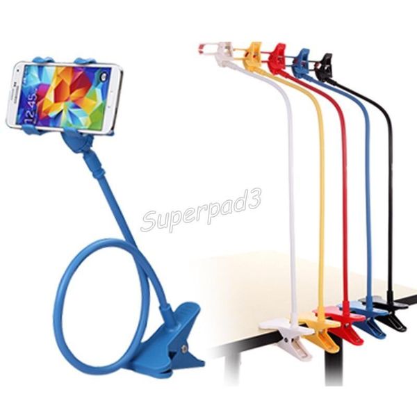 

100pcs cell phone holders 85cm long arm lazy bracket universal two clips 360 ratating bed deskholder stands dhl ing