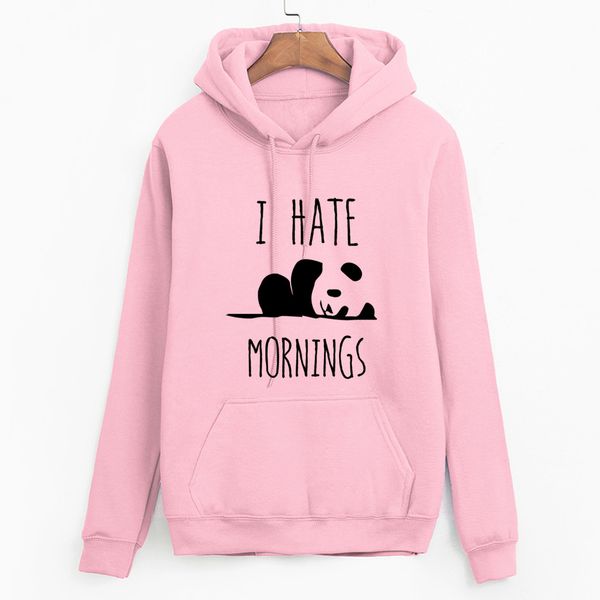 

2019 novelty sweatshirt fleece hoodies, women's fashion tracksuis brand sweatshirts, panda i hate morning long sleeve, Black