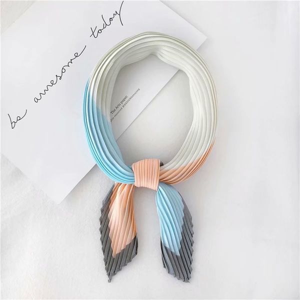 

scarves snake pattern crinkle silk scarf for women crumple neck wear pleated elegant handkerchief foulard femme bandana 55*55cm, Blue;gray