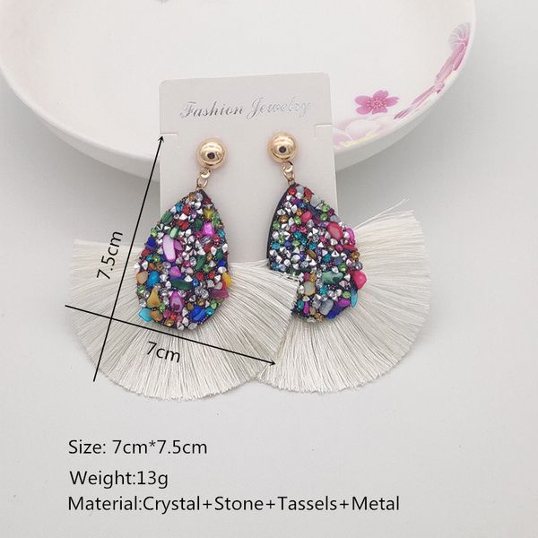 

2019 fashion rhinestone tassel earrings womens luxury crystal geometry statement earrings long fringe drop earrings