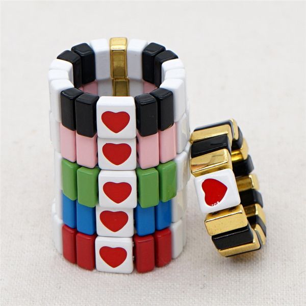 

1pcs muticolor elastic rings for women men couple bohemian enamel tile ring fashion jewelry gifts, Slivery;golden