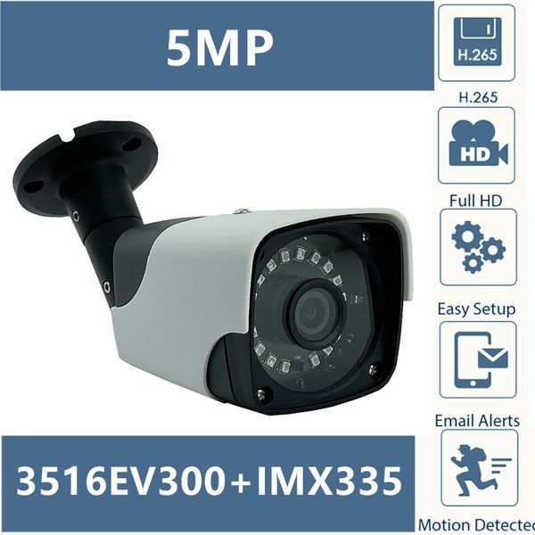 

5mp 3516ev300 + sony imx335 ip metal камеры 2592 * 1944 h.265 низкой освещенности 18 светодиодов инфракрасного irc onvif cms xmeye p2p