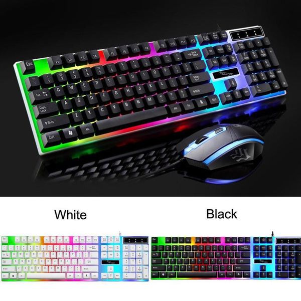 

2020 g21 keyboard mouse set colorful backlit standard keyboard 104 keys wired usb ergonomic gaming keyboards and mouse