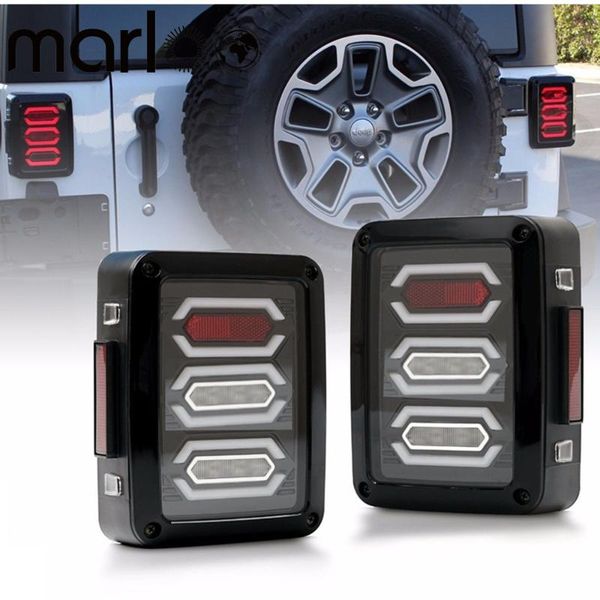 

marloo diamond red led tail brake light assembly w/ turn signal back up for wrangler jk jku sports, sahara, om rubicon