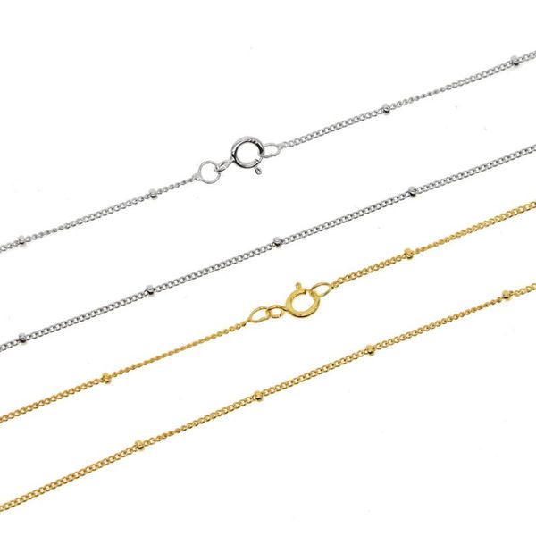 

2020 classic basic chain 925 sterling silver gold color 18" italy pure silver simple minimal bead chain girl necklace party gift