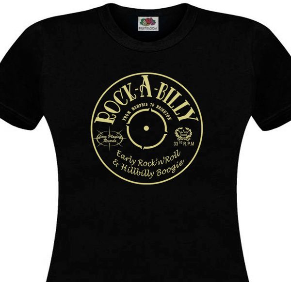 

2020 fashion summer style t-shirt femme rock-a-billy rockabilly rock'n'roll disque vinyle hillbilly boogie tee shirt