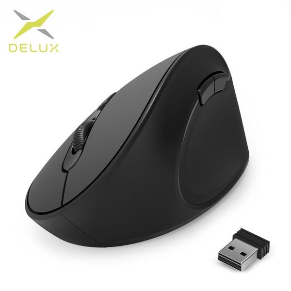

delux m618se 2.4g беспроводная мышь эргономичная вертикальная мышь gaming 6 кнопки 1600 dpi оптический офисному компьютеру мыши для портатив