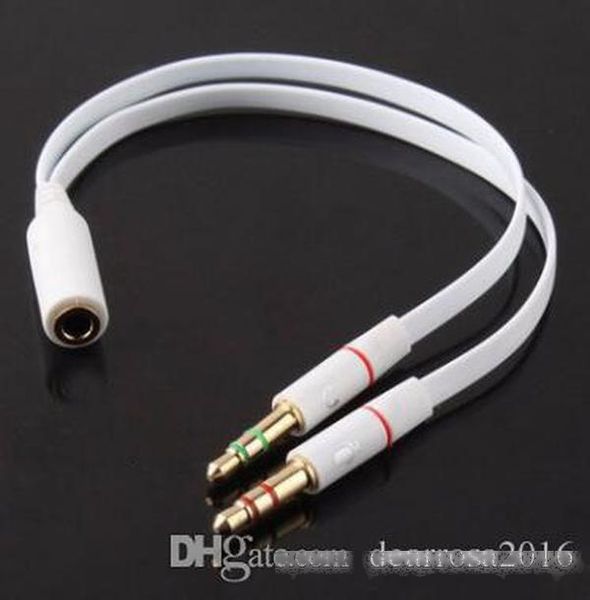 

universal 3.5mm 2 male to 1 female audio headphone splitter adpater cable for pc lapphone 100pcs/lot