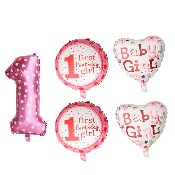 

5pcs cute foil balloons baby shower 1st birthday party decor pink / blue
