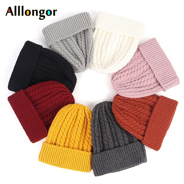 

beanie/skull caps women's beanie hat autumn 2021 winter warm solid bonnet knitted twist black skullies beanies hats for women skullcap, Blue;gray