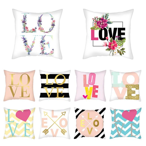 

fuwatacchi love letter p pillow case single printed cushion cover suqare 45x45cm throw pillow cover for home sofa decoration