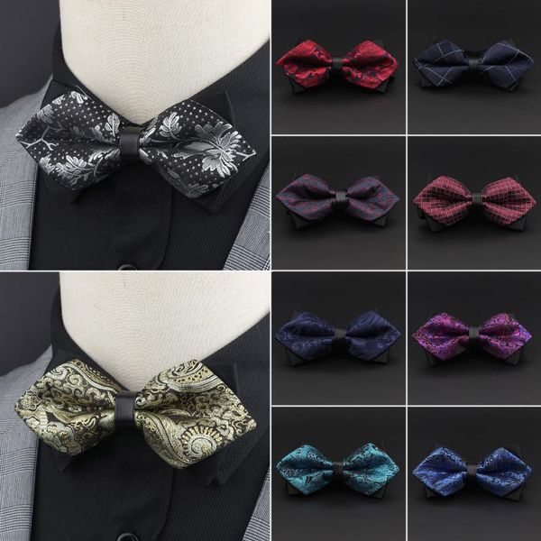 

65 color men's bow tie gold paisley bowtie fashion butterfly for groom luxury red black tie formal business wedding accessories, Black;gray