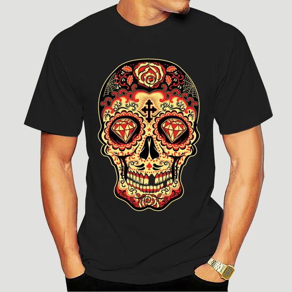 

day of the dead sugar skull womens t-shirt gold calavera dia de muertos shirt-1123d