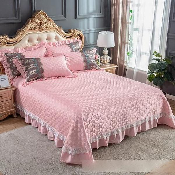 

red pink blue green gray egyptian cotton luxury lace quilted bedspread bed cover bed sheet blanket summer quilt pillowcases 3pcs