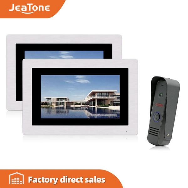

jeatone 7 touch screen wired video doorbell video intercom rainproof door phone home security system 1 camera 2 monitors