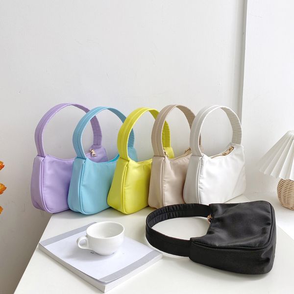 

2020 new candy color women baguette bag brand designer nylon zipper hobo oxter bag female tote handbag ladies small shoulder
