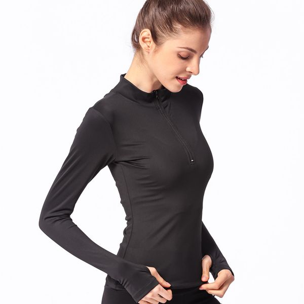 

pure color sports clothes fitness running t shirts gym wear sports wear female yoga shirt women long sleeve yoga, White;red