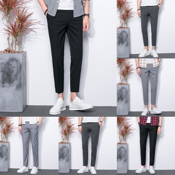 

autumn korean style ankle handsome slim 9 men's casual pants personalized embroidered casual pants l7azp, Blue