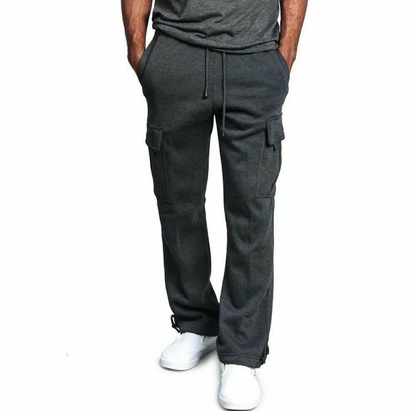 

mens cargo pants joggers cotton sweat workout loose trousers long sportswear sweatpants hip hop streetwear 4xl ewcq, Black