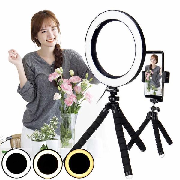 

flash heads inch rgb led ring light youtube live streaming makeup fill selfie lamp pographic lighting with tripod phone hold