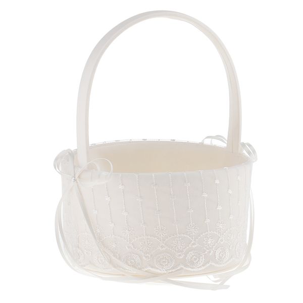 

romantic crystal bowknot satin lace floral wedding ceremony banquet party flower girl basket bridesmaid petals basket