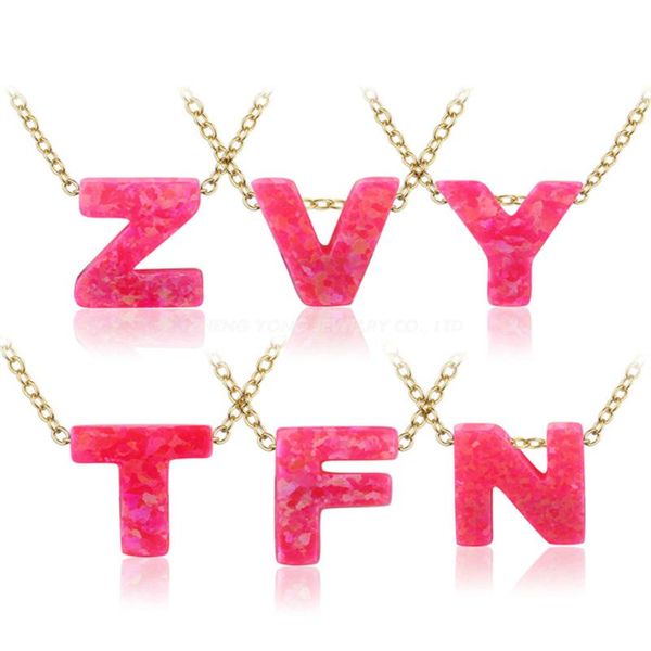 

pendant necklaces op55 pink 26 letter opal necklace initial fashion jewelry, Silver