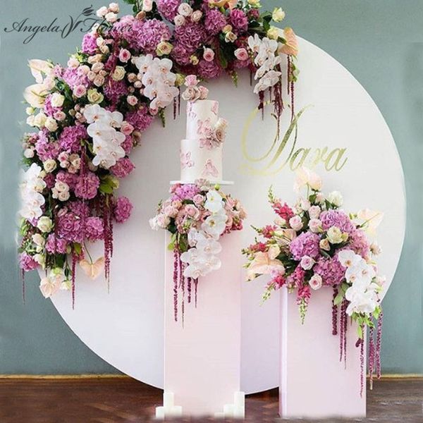 

white wrought iron ring arch large party birthday wedding background decor artificial flower stand outdoor lawn wedding shelf