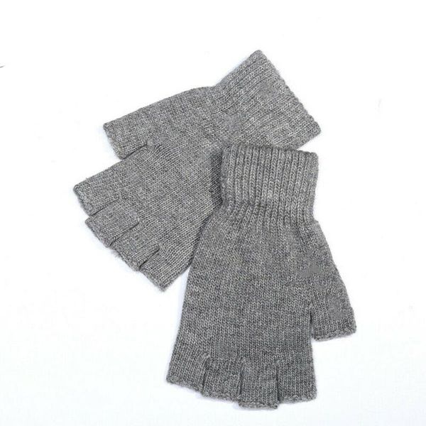

new fashion women ladies soft half finger gloves winter warmer knitted mittens fingerless gloves black gray brown navy blue, Blue;gray
