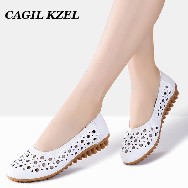 

cagilkzel shoes women flats 2020 fashion loafers woman genuine leather female moccasins ladies ballerina flats shoes creepers, Black