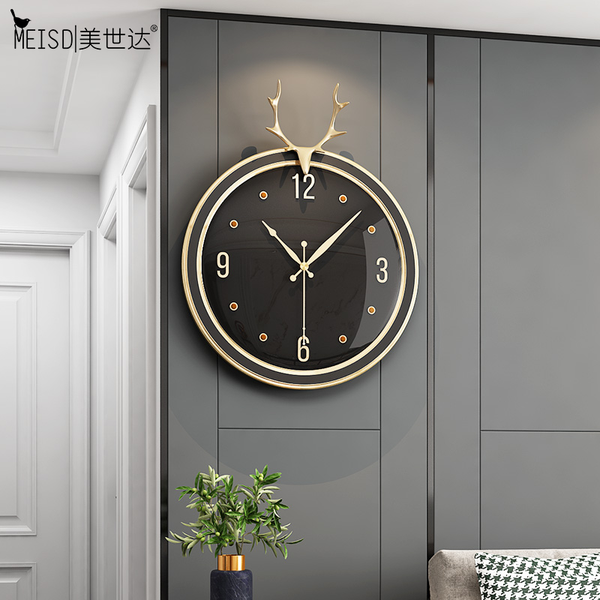 

meisd quality resin wall clock round black hanging quartz watch home living room decoration horloge on sale