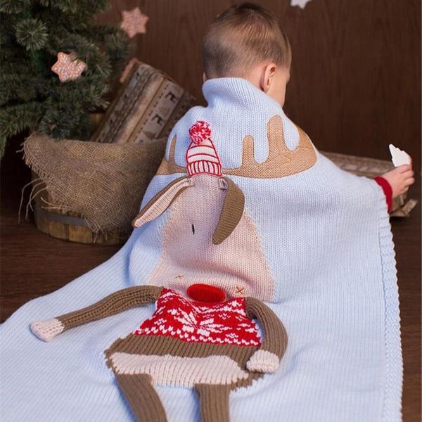 

infant baby blankets swaddle wrap knitted newborn stroller bedding sleeping covers 120*60cm christmas deer toddler month quilts