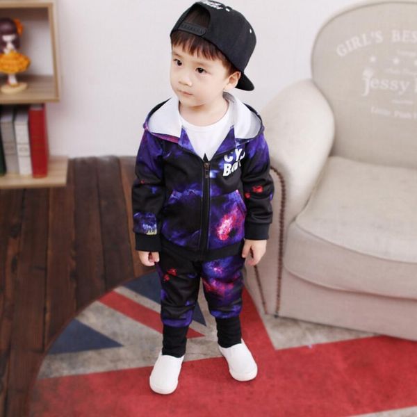 

spring autumn toddler baby boys clothes 2pcs outfit kids boys sport suit for clothing sets, White