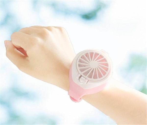

portable mini fan cartoon watch-shape folding fashion pocket usb rechargeable fan with comfortable wrist strap kids gift