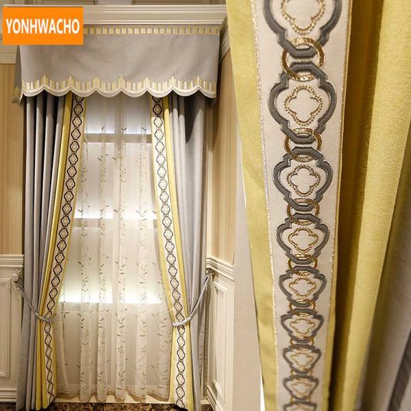 

custom curtains simple modern living room bedroom solid grey yellow cotton cloth blackout curtain tulle valance drape b402
