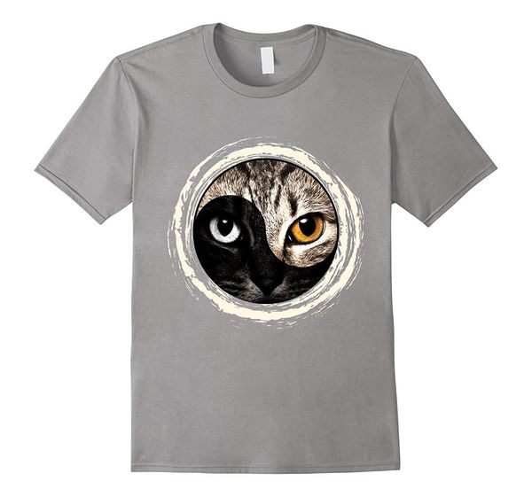 

2019 100% cotton cool cat yin yang awesome cute gift tee for cat lovers summer style tee shirt
