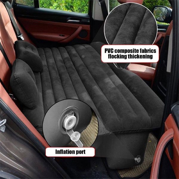 

2020 new inflatable flocking car bed back seat air mattress travel camping sleeping pad air mattress with black carrying bag#ger