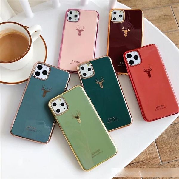 

solid color elk phone case for iphone11pro/max x xs max xr soft silicone cover for iphone11 7 8 6 6s plus case