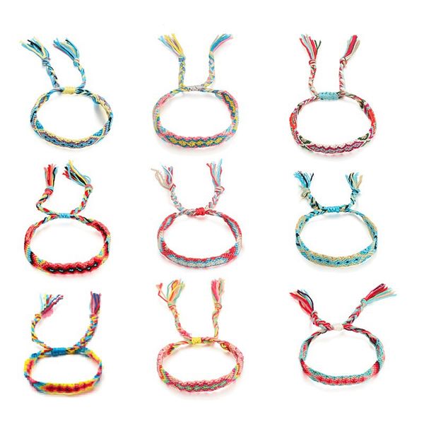 

9pcs/set bohemian handmade woven rope chain bracelet ethnic adjustable tassel charms bracelets anklet for women girl cuff jewelr, Golden;silver