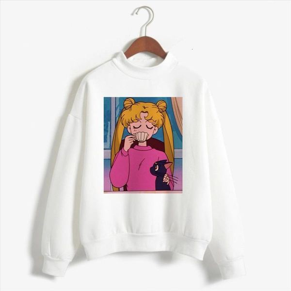 

sailor moon kawaii harajuku hoodies for women autumn winter warm usagi cartoon 90s sweatshirts ullzang korean style hoody female, Black