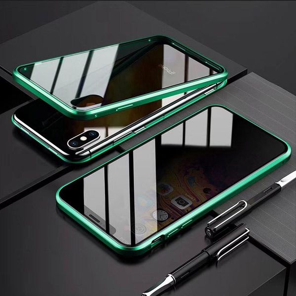 

metal bumper case for iphone x xs max xr cover double side privacy magnetic tempered glass case for iphone 7 h bbygjo