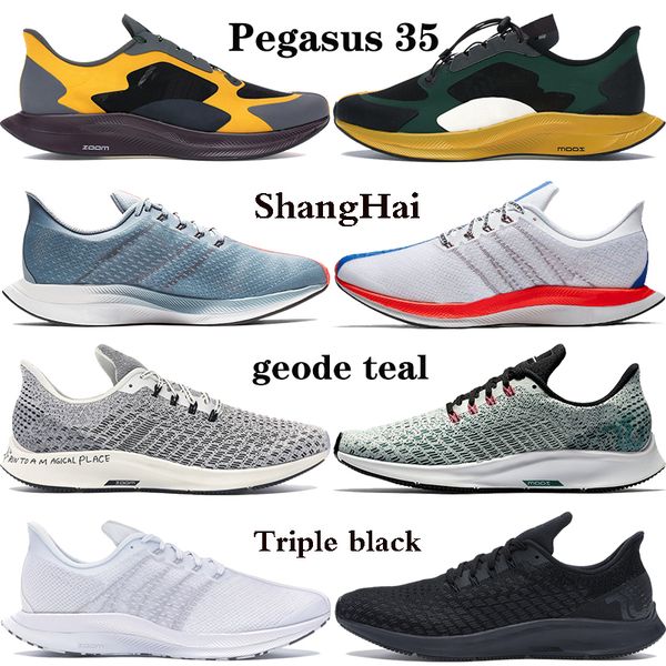 

new arrival zoom men women pegasus 35 turbo running shoes rn wet fly club gold fir gold dart shanghai react sneakers