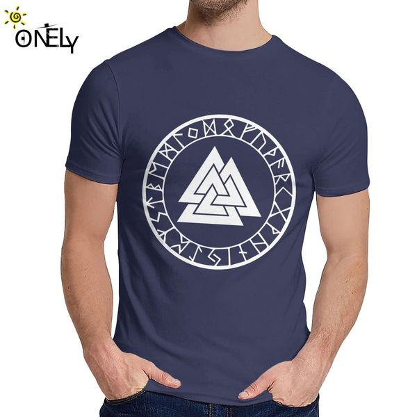 

t-shirt norse viking pagan valknut rune circle slim geek o-neck cartoon design short sleeve