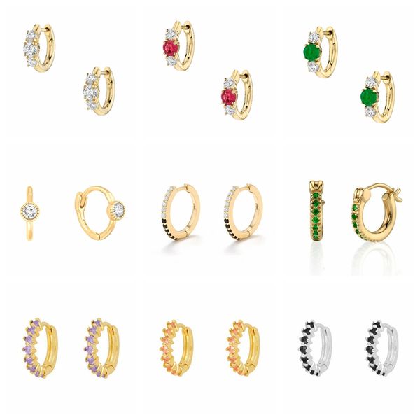 

roxi romantic colorful zircon crystals gemstones round hoop earrings for women wedding earrings 925 sterling silver jewelry, Golden;silver