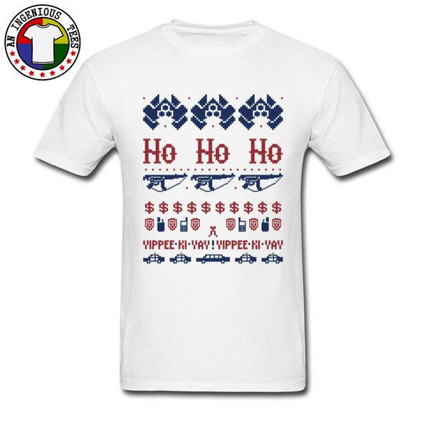 

santa ho ho ho mcclane cars christmas sweater t shirt white ak 47 guns xmas gift men tshirts happy new year cotton fabric