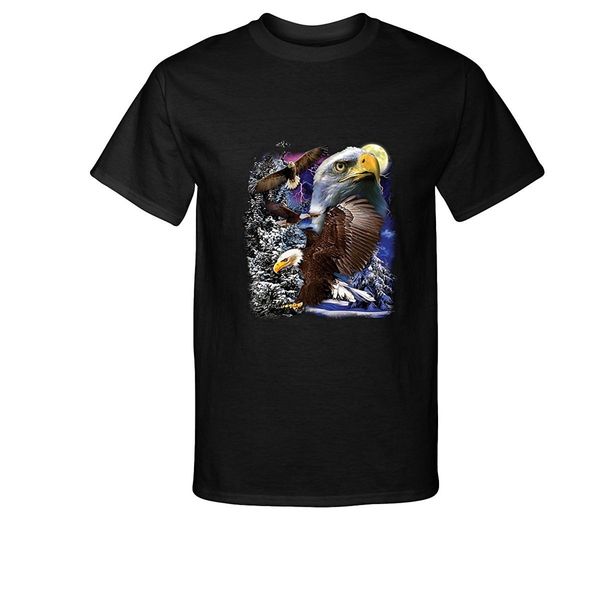 

2019 new fashion tee shirt casual golden eagle with moon and snow t-shirt