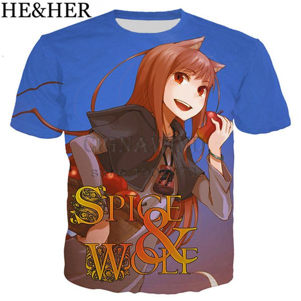 

new anime spice and wolf cute girl favorite 3d print shirts comics graphic hippie men clothing