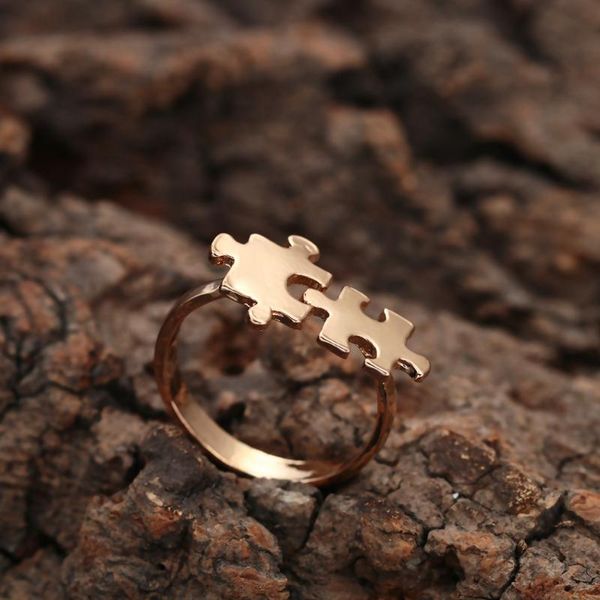 

chandler new gold toy brick jigsaw puzzle ring, Slivery;golden