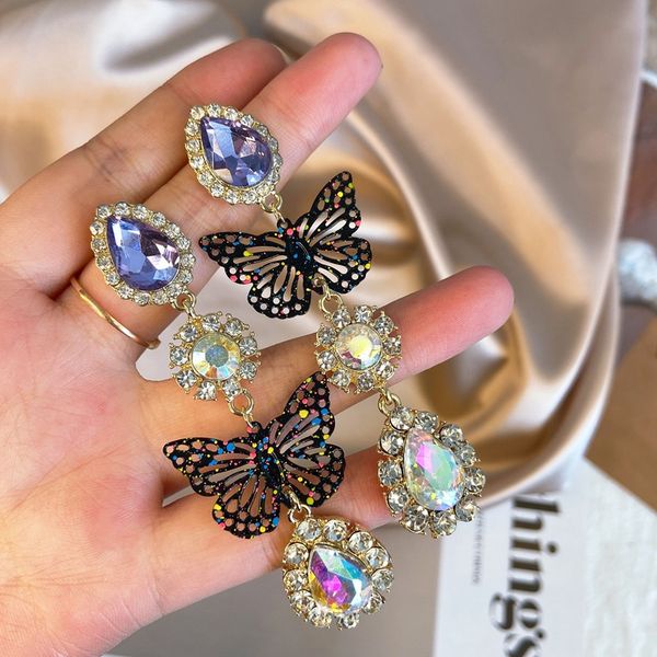 

mengjiqiao 2020 fashion korean butterfly waterdrop dangle earrings for women elegant party holiday pendientes jewelry, Silver